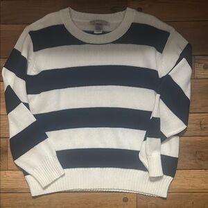 The Beaufort Bonnet Company Navy and Cream Striped Sweater